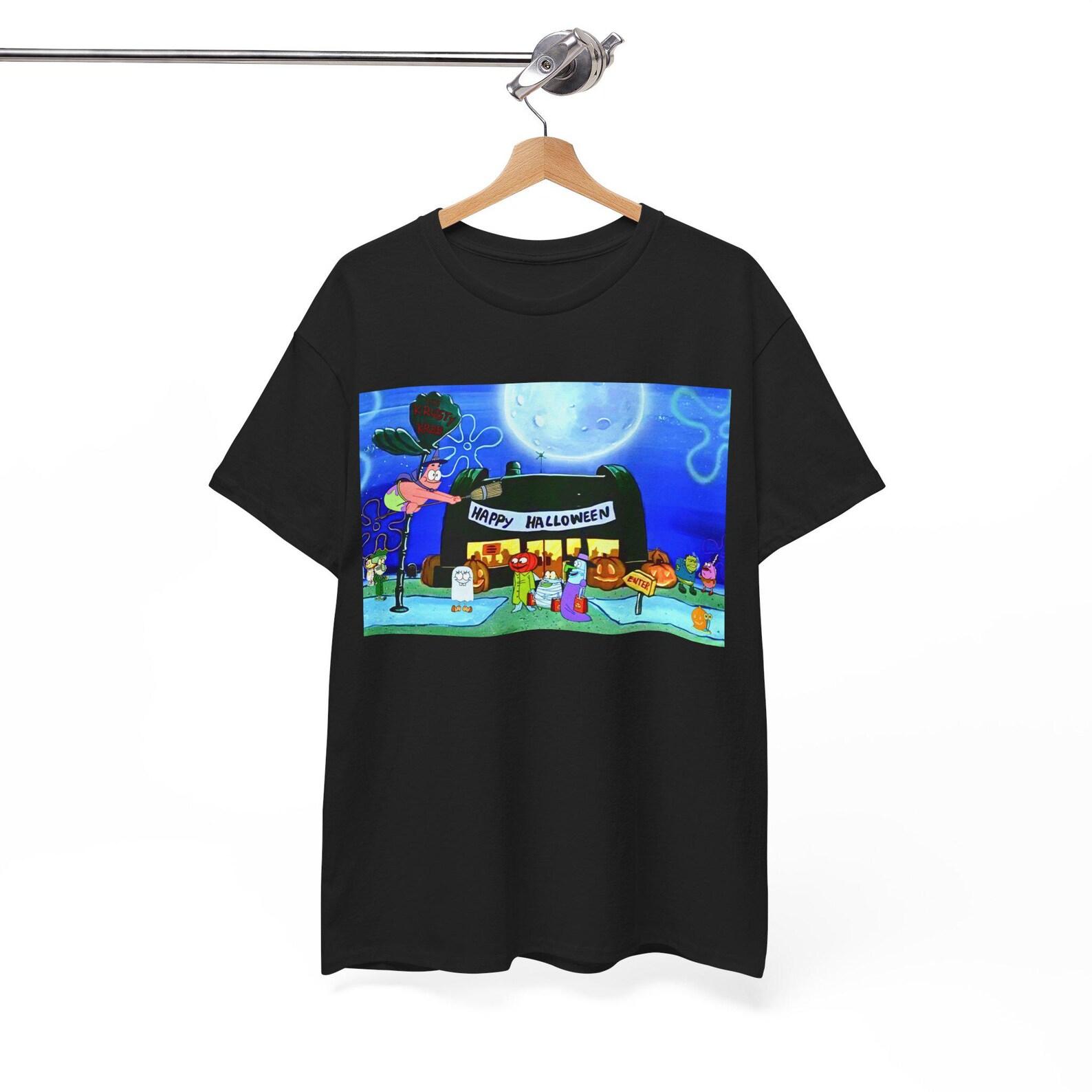 90s nostalgia Sea sponge Halloween party cartoon Unisex Heavy Cotton Tee, Halloween Shirt, Graphic Tee, spooky season XL