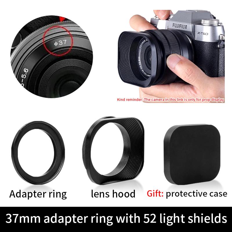 Metal Square Camera Lens Hood Compatible for Nikon16-50 Canon Sony Fuji15-45/35f2 Universal Photography Accessory 52/43/46/39mm