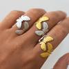 Minimalist Butterfly Stainless Steel Adjustable Open Rings For Women 18K Gold Plated Waterproof High Zircon For Vacation Etc