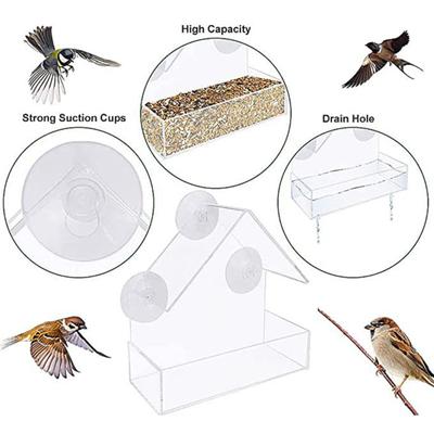 Vogelfutterstation, starkes Saugnapf-Design, Acryl-Vogelfutterstation, leicht zu reinigender Vogelfutterbehälter für den Garten im Hof