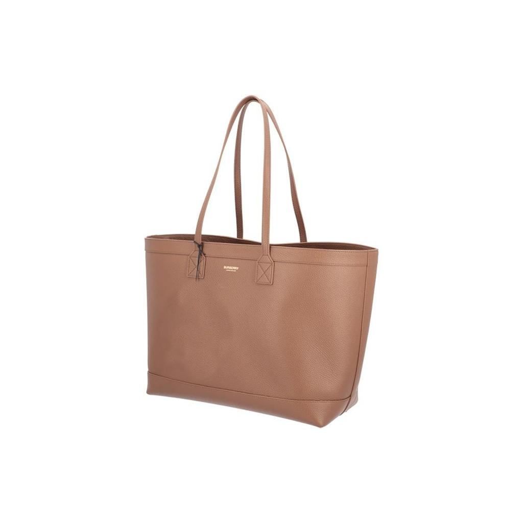 Burberry Borsa Tote in Pelle con Logo del Marchio Borsa Shopping Borsa a Spalla da Donna Marrone Terra