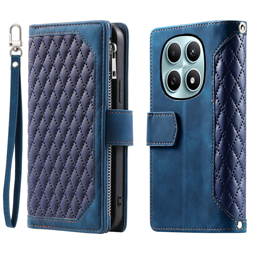 Dla Xiaomi Redmi Note 15 4G (Światowy) Etui portfelowe z rombowym szwem, skórzane PU, pokrowiec na telefon z paskiem na nadgarstek