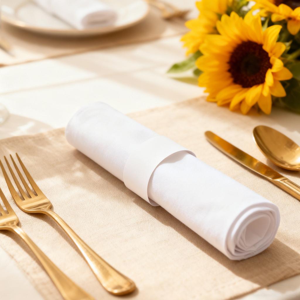500Pcs Disposable Self Adhesive Paper Napkin Bands Decorative Napkin Rings for Party Wedding Restaurant Table Setting Utensil