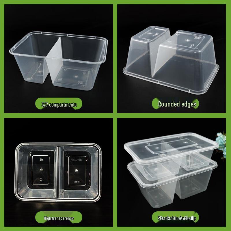 Disposable 2-Compartment Meal Prep Containers