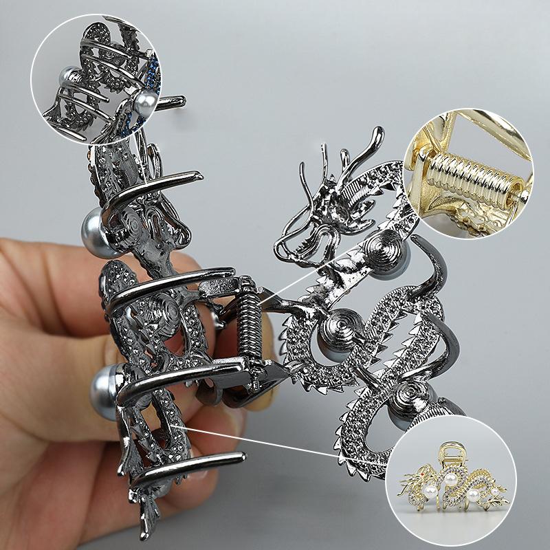 Modrá spona do vlasov Drak s perlou Spona do vlasov pre ženy Jednoduchá spona do vlasov Spona Žralok Temperament Jednoduché vlasové doplnky