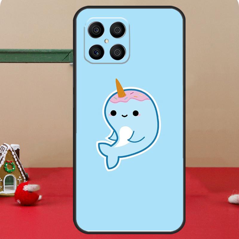 Niedliche Hülle mit Narwal-Motiv für Honor Magic 7 Lite, 6, 8 Pro, Honor 400, 200, 70, 90, X8c, X8b, X9a, X9b, X9c, X9d und Windows RT