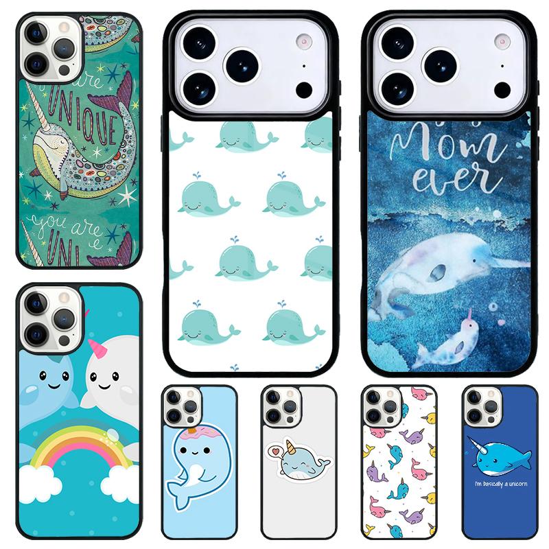 Kawaii Narwal Collage Handyhülle für iPhone 17 Air 16 15 11 12 14 13 Pro Max Stoßfeste Hülle