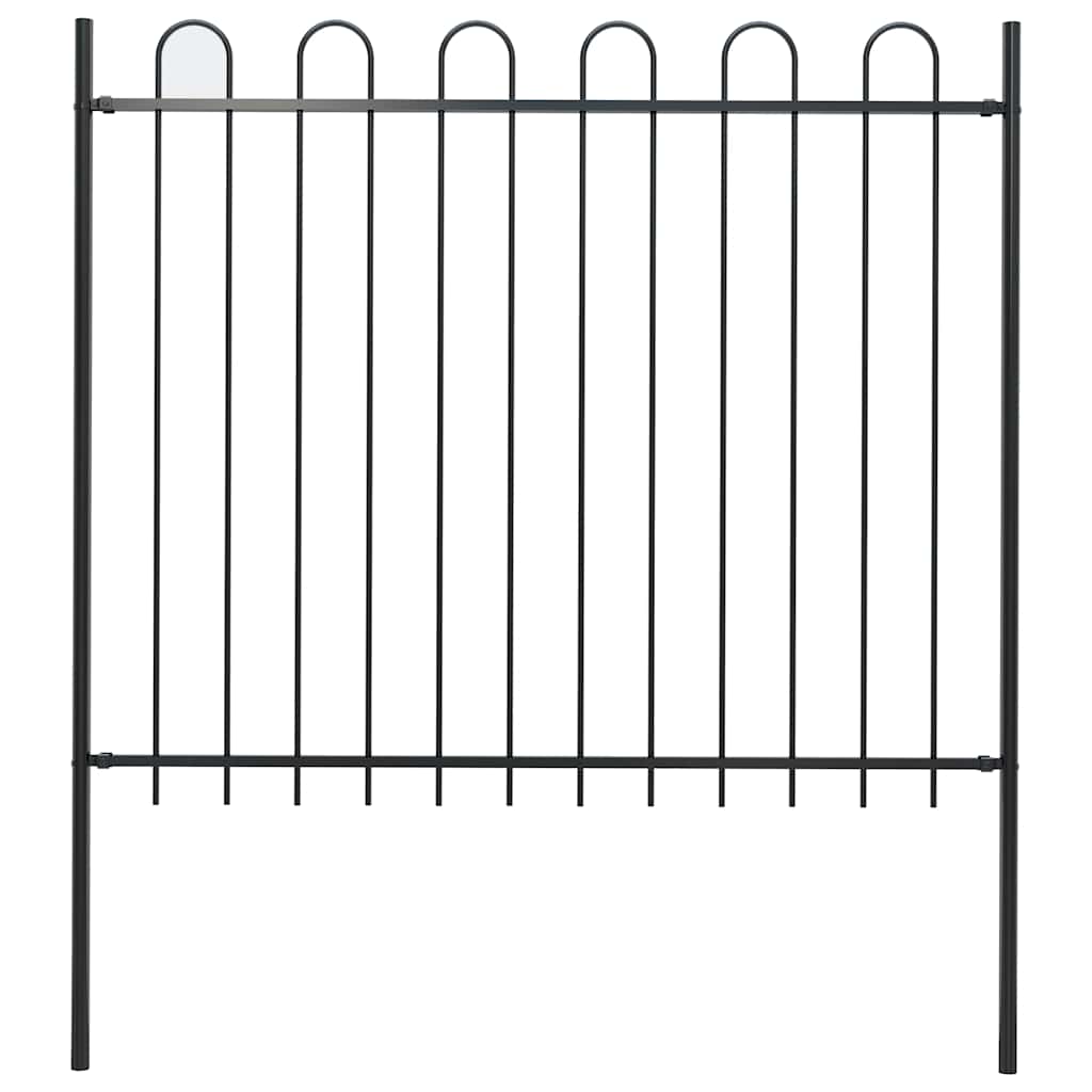 Garden Fence BOXTEL with Loop Top Steel 181 x 150 cm Black