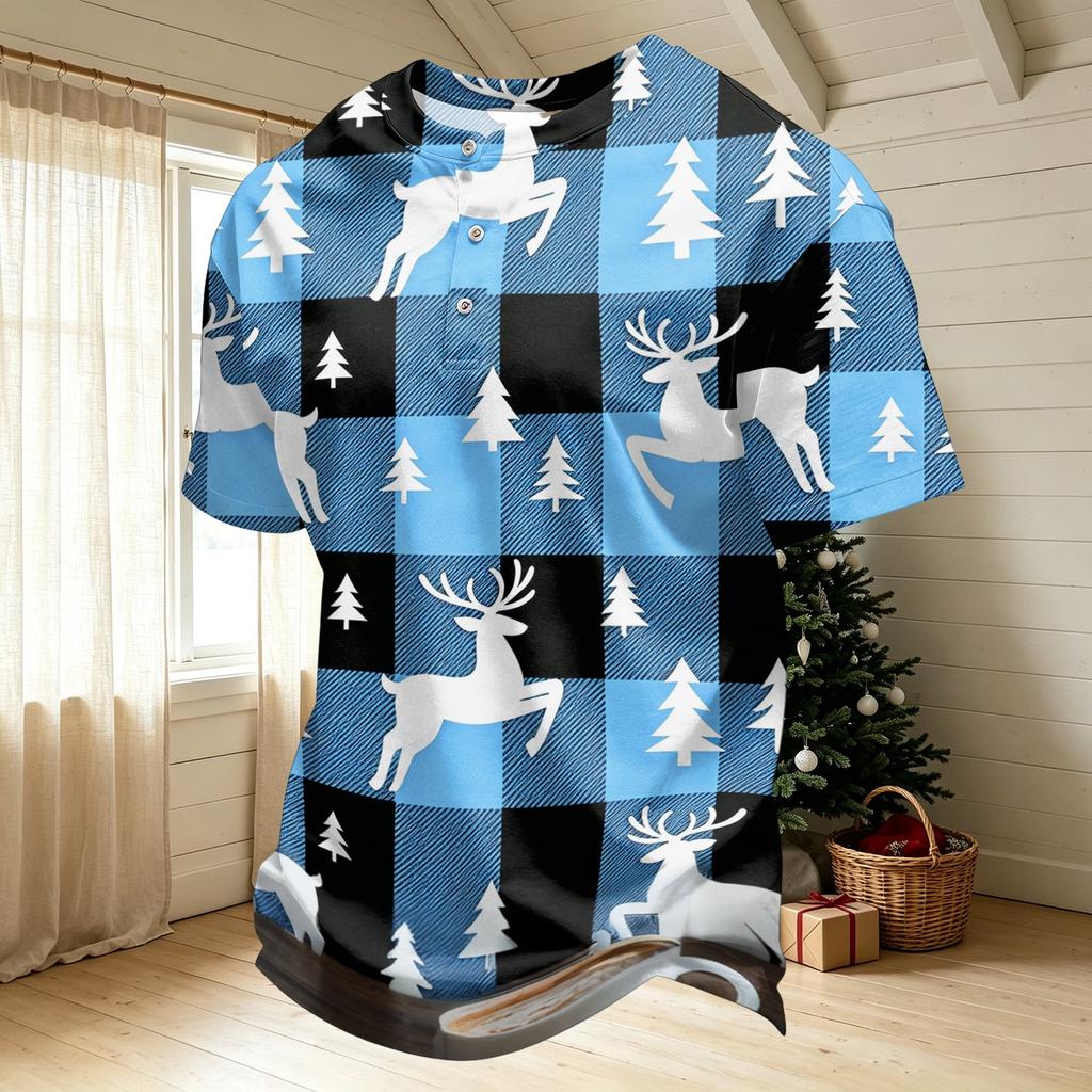 Men's Quick Dry Short Sleeve Neck T-Shirt with Christmas Print