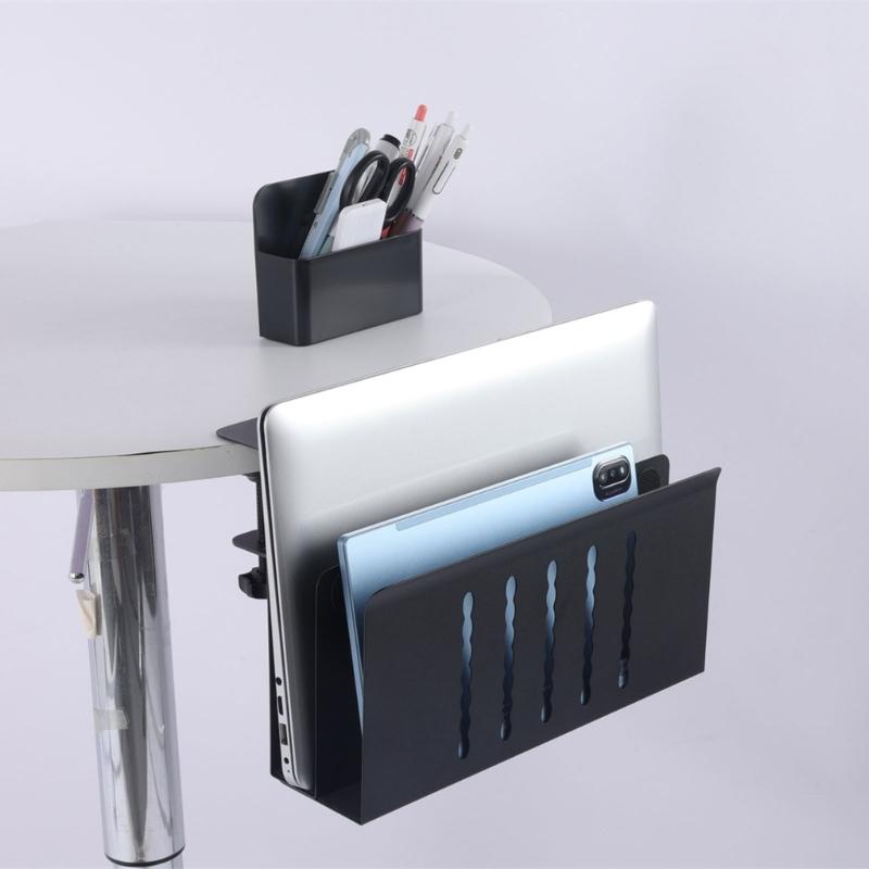 Convenient Double Layer Under Desk Organizers Practical Holder Rack for Secure Storage of Laptops Files and Tablets