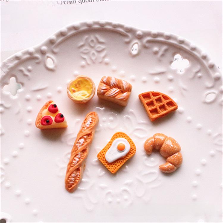 "Handmade Food-Themed Jewelry: Simulated Bread, Egg Tart, and Baguette Phone Accessories, DIY Resin Material"