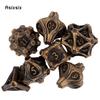 7 Pcs Yellow Tree Stump Root Metal Dice Solid Metal Polyhedral Dice Set Suitable for Role-Playing RPG  Board Game Card Game
