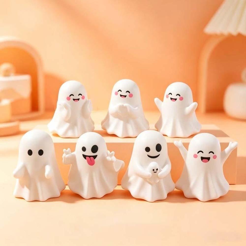 PVC Mini Desk Ornament Cute Expressions Ghost Pen Holder Cute Ghost Figurine Photo Props