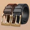 Men's Genuine Leather Pin Buckle Casual Middle-aged Trouser Belt Men's Trendy Alloy Buckle Retro Two-layer Cowhide Belt