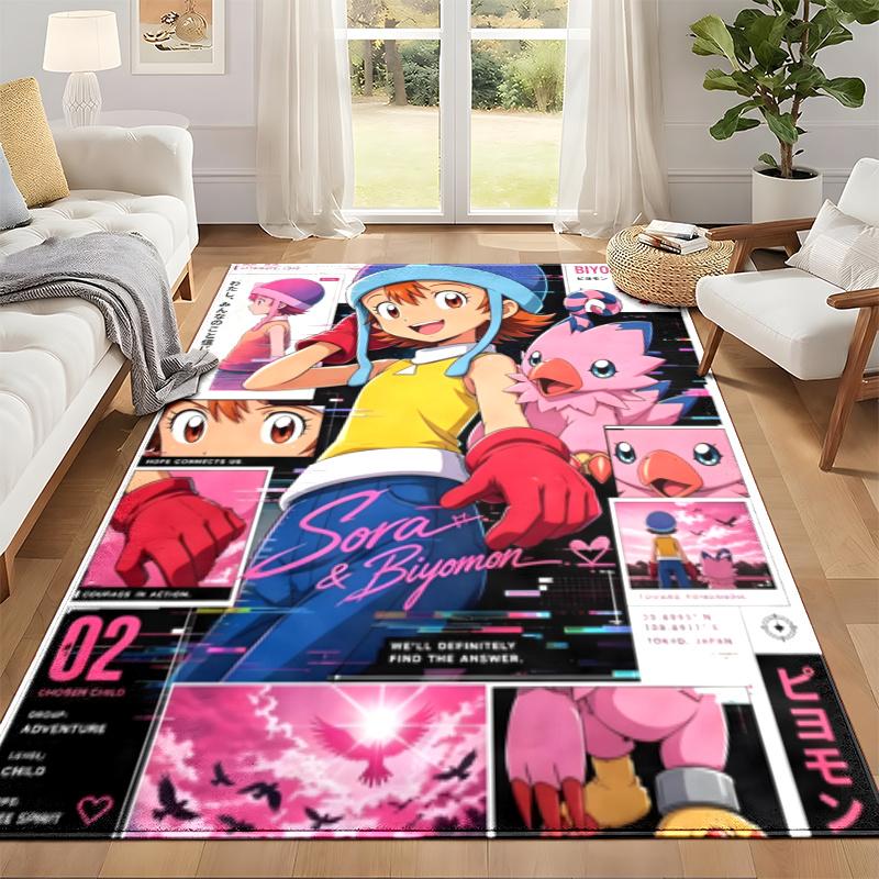 Digimon Carpet Door Mat for Living Room or Bedroom Protective Mat Under Chair Office Decoration Christmas Gift Birthday Present