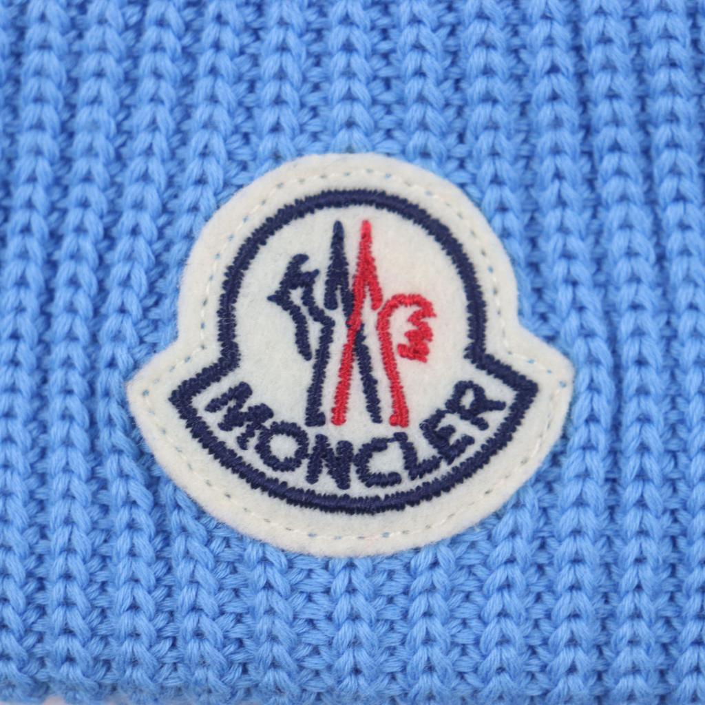 Excellent MONCLER Knit cap Hat with logo patch blue cotton mens Used