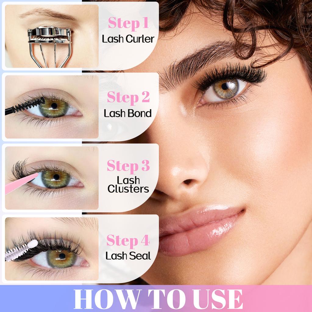 210 Clusters Of Thick 80D100D Single Cluster False Eyelash Set, Color Diy Segmented D-Curve Eyelashes