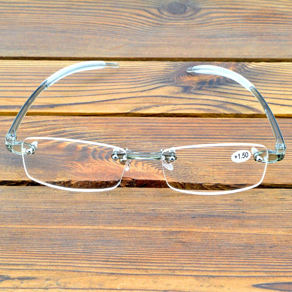 Rechteckiger Transparenter Rahmen Randlos Leichte Brille Mehrfach beschichtete Anti-Ermüdungsgläser Mode Lesebrille +0.75 Bis +4
