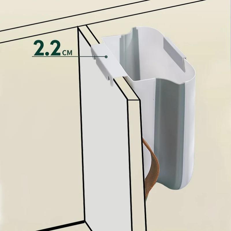 ONGE Hanging Kitchen Trash Can, Waste Bin,Small Plastic Folding Hang Garbage Can White And Green