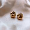 Hiphop Punk Metal Twist Knit Knot Ball Stud Earring for Women Gold Color Female Twine Ear Zircon Christmas Gift Brincos