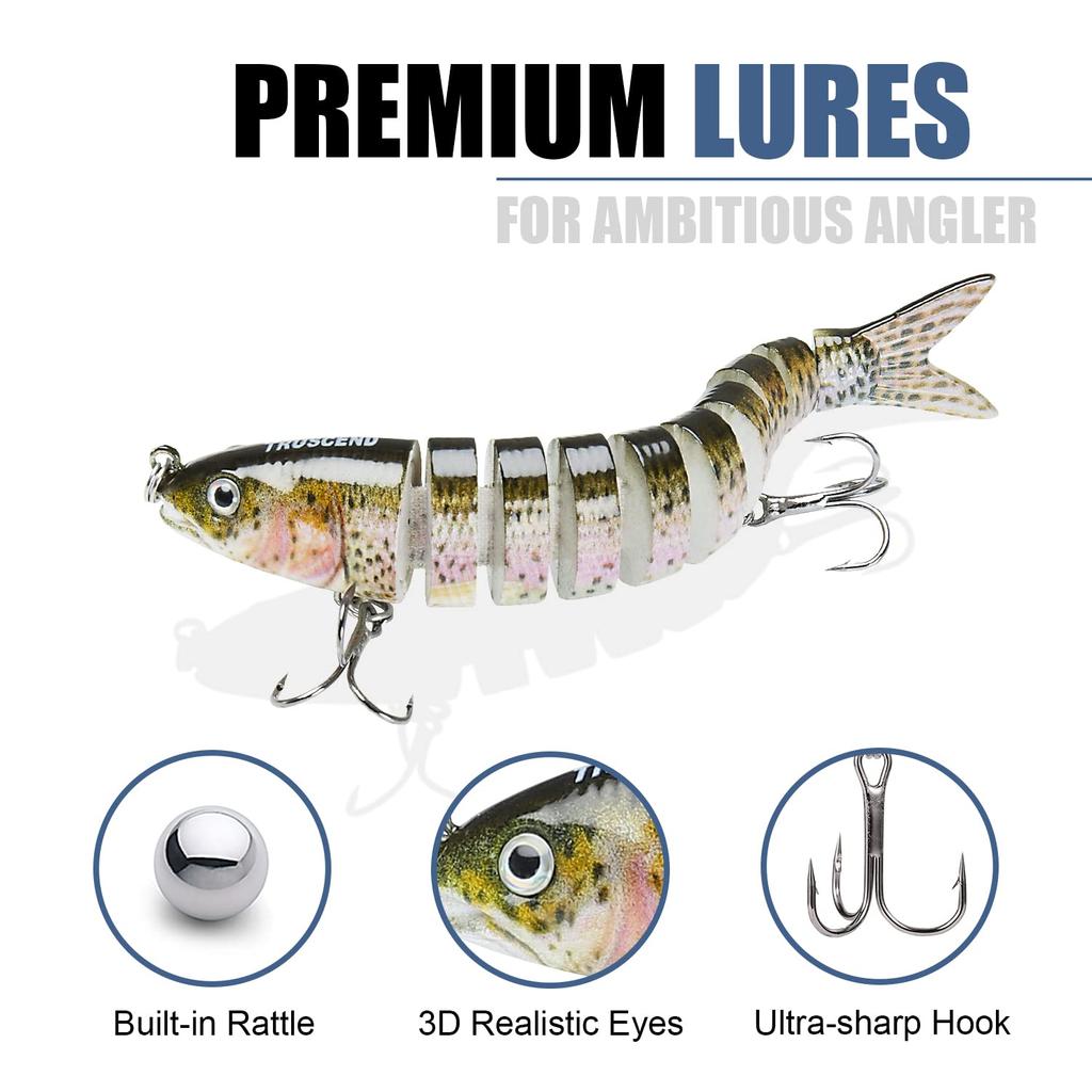 TRUSCEND Fishing Saltwater and Freshwater Fishing Suitable for Spanish and Various Other Fish [10-Joint Design] Lure, Ajing, 3-Pack, Lifelike, Minnow,