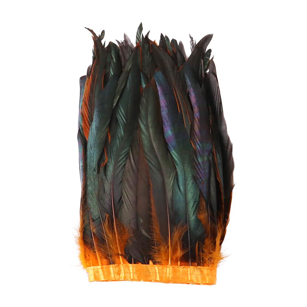 1Mgold Silver Rooster Feather Trim Ribbon 25-30Cm Natural Feathers Fringe For Wedding Party Clothes Decoration Plumes Crafts