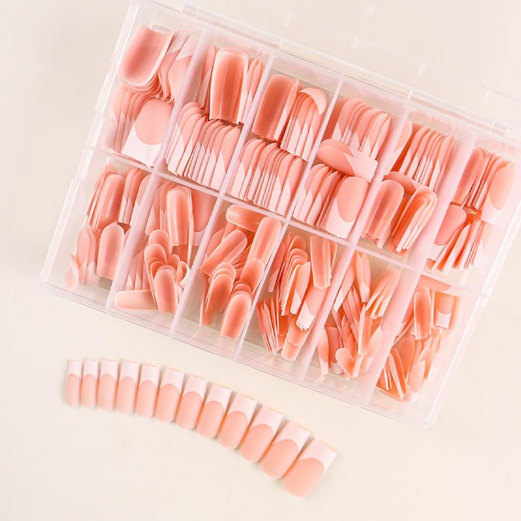 European American Medium Almond French Pointed Wearable False Nails - 360 Pieces