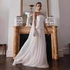 Rochie de mireasă europeană și americană ușoară 1011 nouă albă cu top tip bandă plasă nișă gât cu panglică fustă rochie pentru banchet