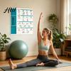Poster Yoga Fitness Set 4 Bucăți Greutăți Antrenament Forță Full Body Stretching & Greutate Corporală Planificator Rutină Foaie de Exerciții pentru Sală Acasă Ghid Ilustrat