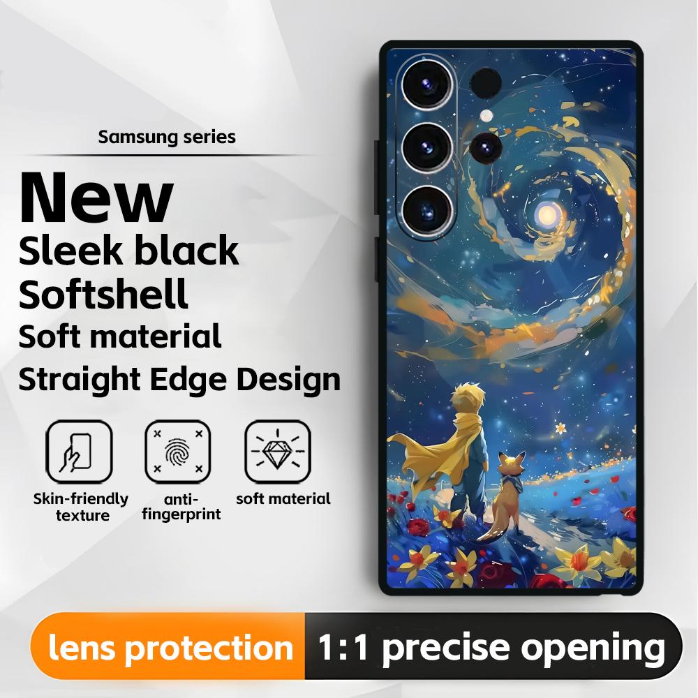 Anime The Little Prince Phone Case For Samsung Galaxy S25 S24 S23 S22 S21 S20 Plus Ultra Note20 Soft Black