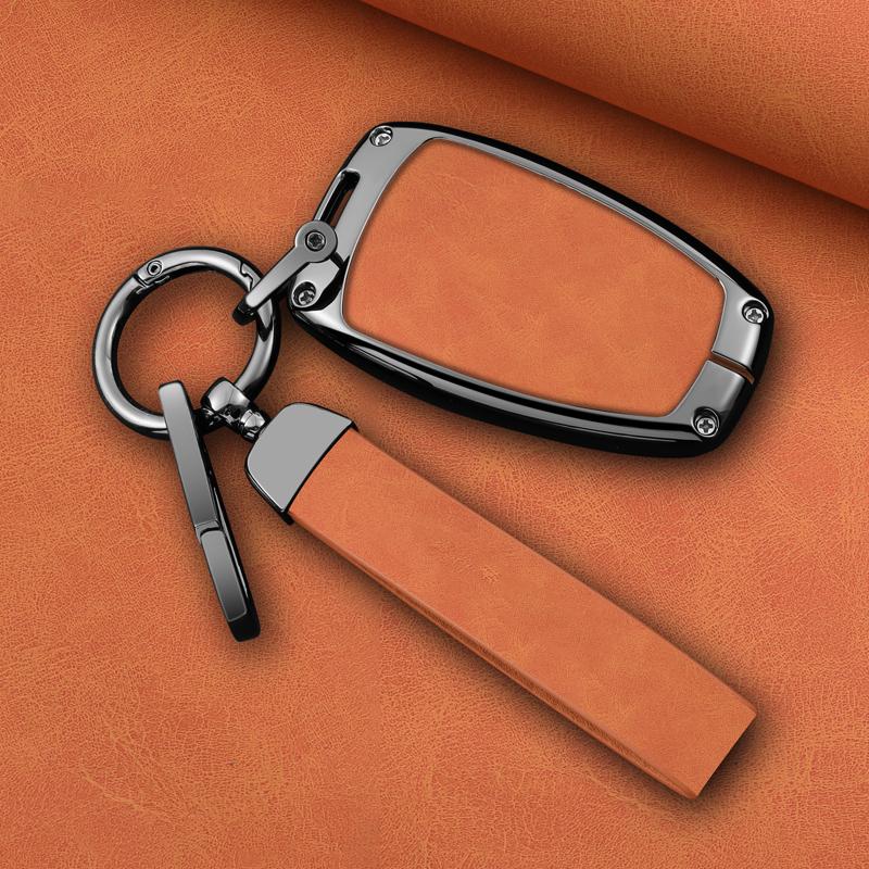 Zinc Alloy Leather Car Key Fob Case For Hyundai Grand Santa Fe 3 Dm Ix45 Ix35 Genesis Dh Grandeur Azera Hg Equus Key Fob Case