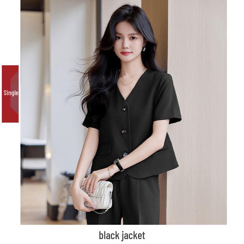 

Женский бежевый пиджак петит: Летний модный костюм-шорты высокого класса 2024 M