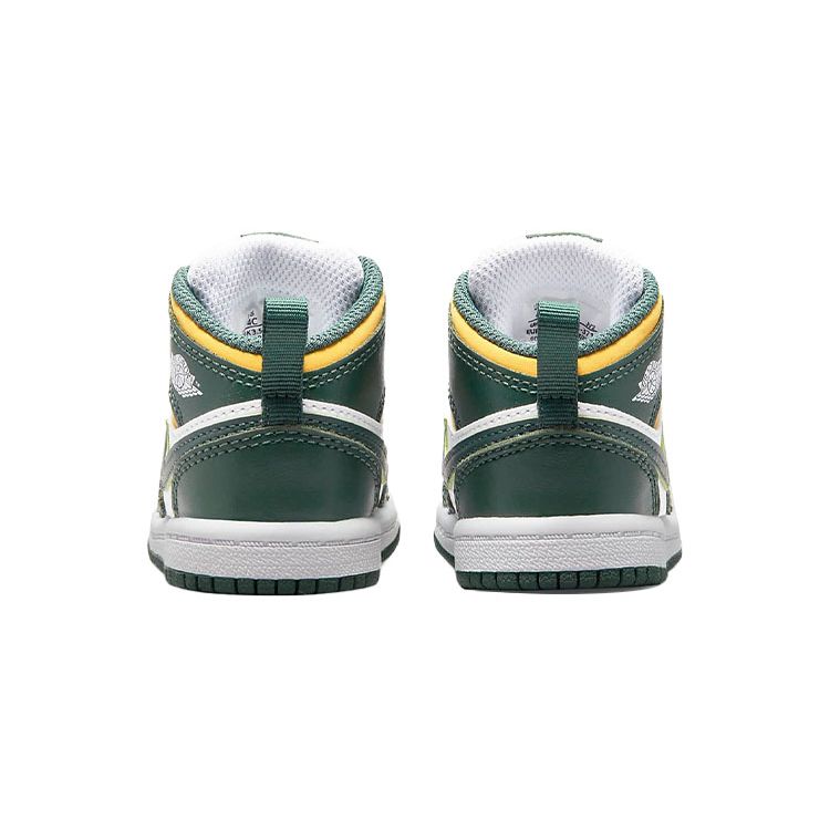 Jordan 1 Mid TD Toddler Green Yellow White Sneakers 640735-371