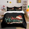 Merry Christmas Happy New Year Bedding Duvet Cover Set Duvet Cover Pillowcases  (1*Duvet Cover 2*Pillowcases, Without Duvet Insert)