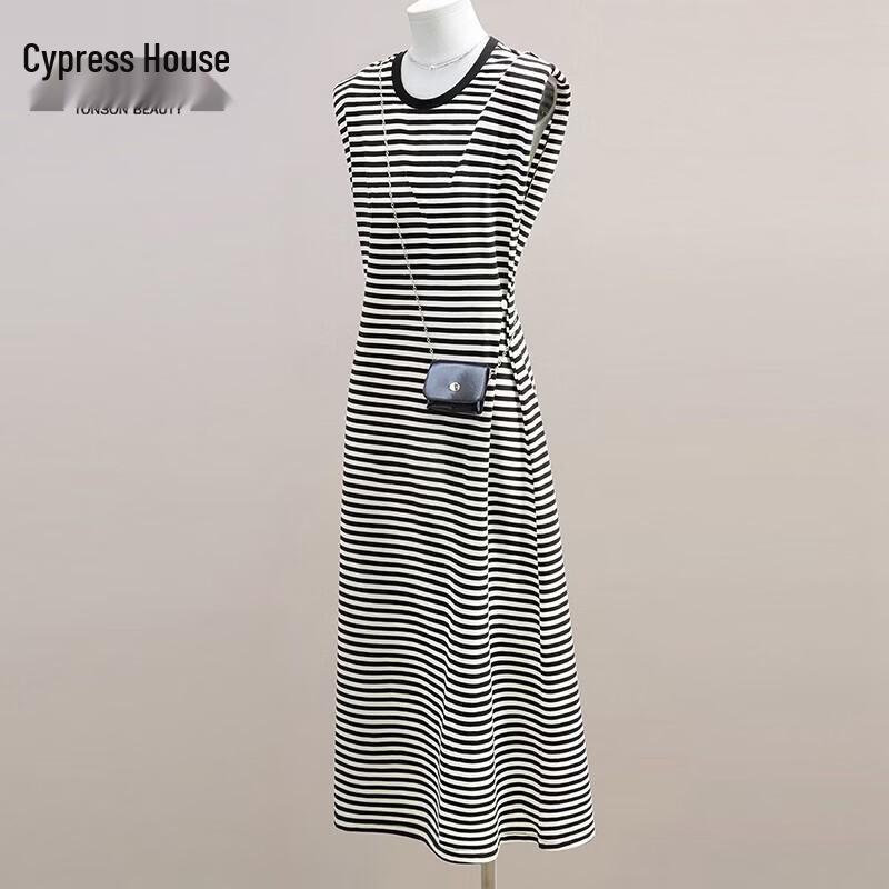 

Waist-Cinching Color-Block Stripe Sleeveless Midi Dress S