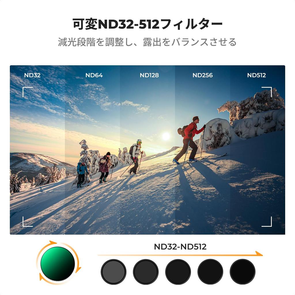 Concept Variable ND Filter for Osmo Action Neutral Density Lens Light Intensity Lens AGC Optical High Protective Nano Easy Installation K&F (ND32-512)