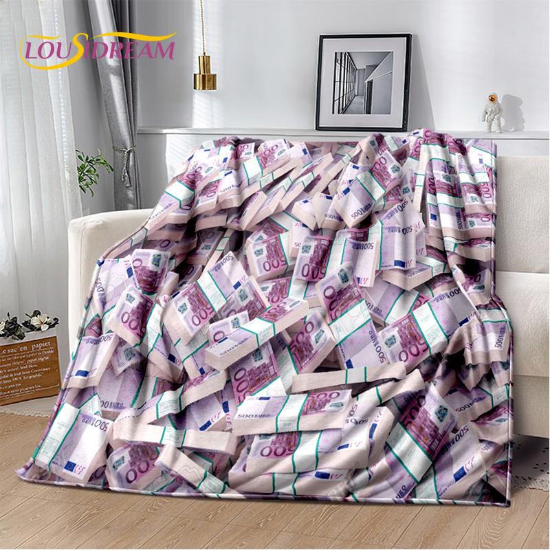 Zengin Dolar Euro Pound Para 3D Karikatür Battaniye, Yumuşak Atmak Battaniye Ev Yatak Odası Yatak Kanepe Piknik Ofis Seyahat Kapak Hediye Çocuk