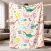 2026 New Arrival Flannel Blanket Cozy Dinosaur Cartoon Flannel Throw Blanket Soft, Warm & Versatile for Bed, Sofa, Office, and Camping