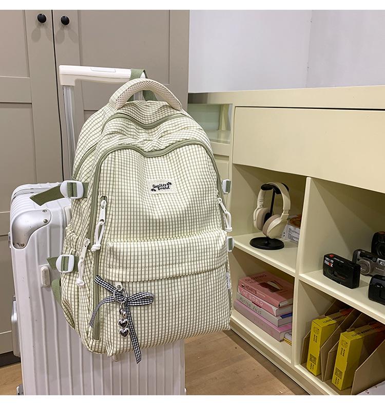 Japanese Plaid Fashion Simple Harajuku Versatile Schoolbag Junior High School Student Backpack Male