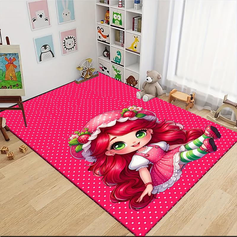 1Pc Strawberry Shortcake Fantasy Carpet Rug Customizable Soft Washable Antislip Home Living Room Sofa Mats Personalized Rug 0917256