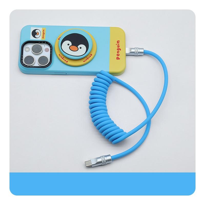 CarPlay Car Fast Charging Silicone Spring Data Cable Is Suitable for iPhone 17 Android Fast Charging Cable