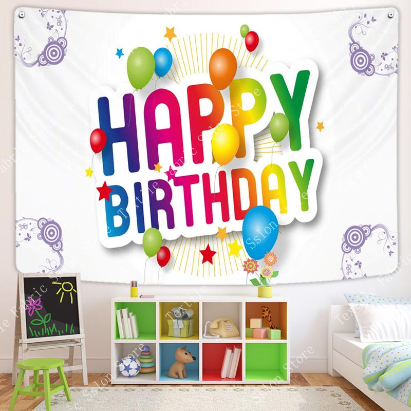 Happy Birthday Celebrate Tapestry Wall Hanging Wall Blanket Tapestry Art Home Decorations for Living Room Bedroom Dorm Decor