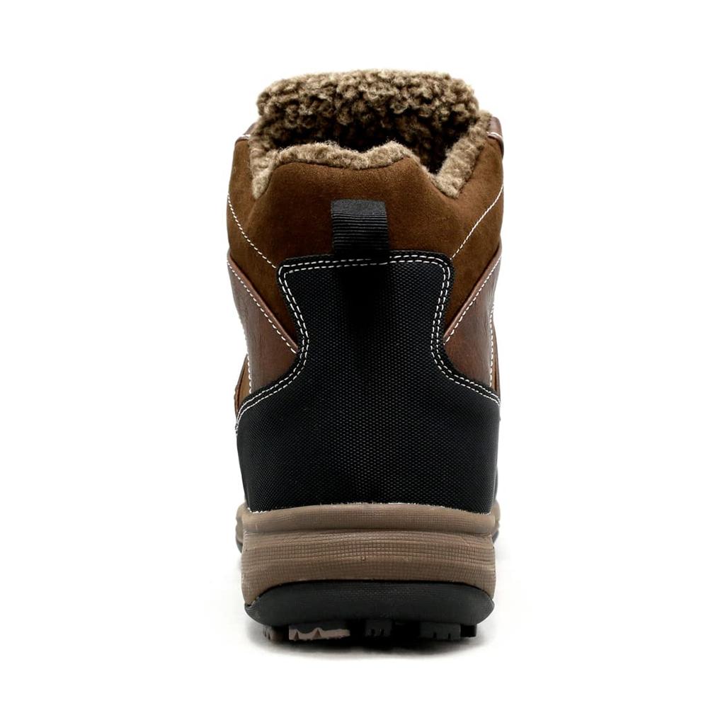 EDWIN Men’s Waterproof Winter Boots EDS9120s – Insulated Faux Leather Snow Trekking Boots with Anti-Slip Sole (Brown, 25.0 cm)