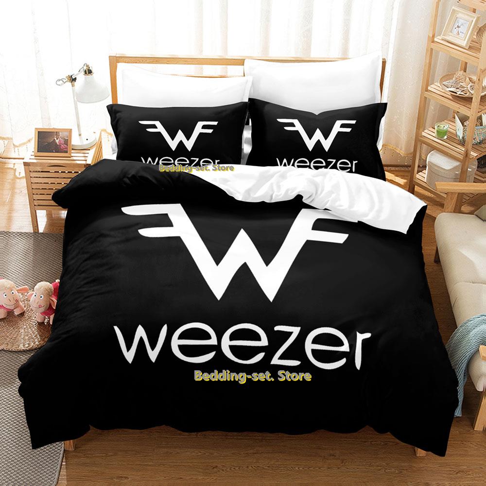 Hip Hop Weezer Band Bettwäsche Set Cartoon Anime Dreiteiliges Set Erwachsener Kind Schlafzimmer Dreiteilige Anzüge 3D Kawaii Sommerdecke