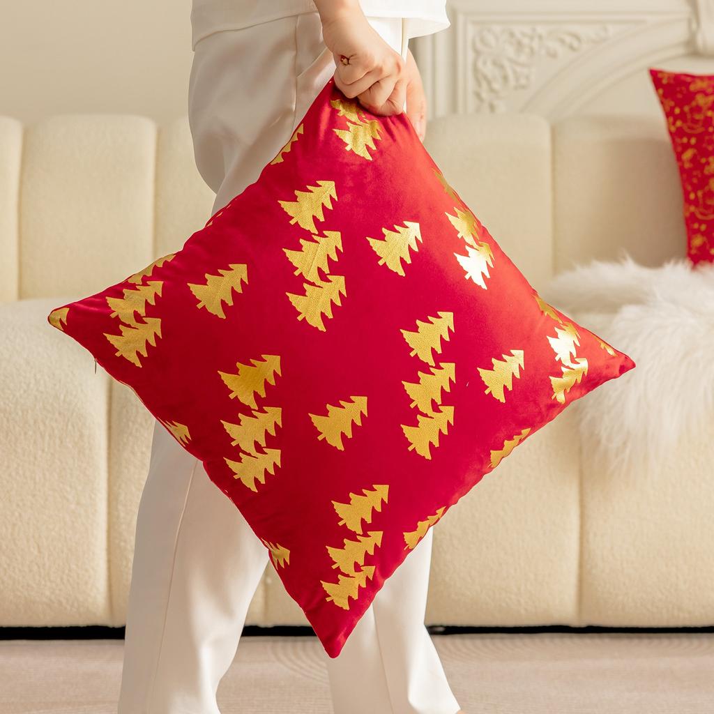 45X45Cm Christmas Tree Throw Pillow Cover Snowflake Plush Cushion Cover Christmas Party Decor Home Decorative Pillowcase