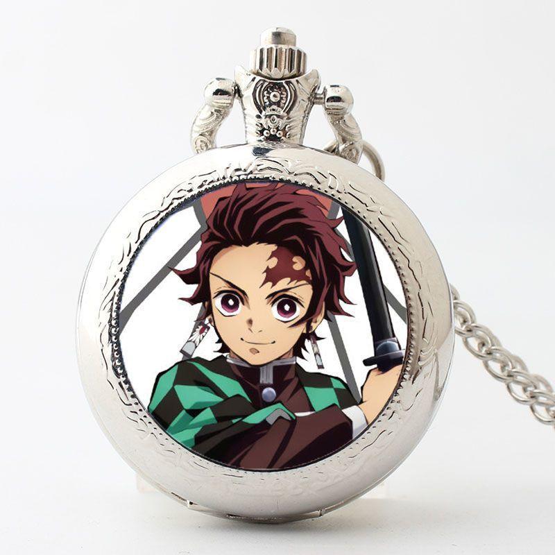 Demon Slayer Peripherals Kamado Tanjirou Pocket Watch Watch Cartoon Necklace Student Simple Anime Creative Holiday Gift
