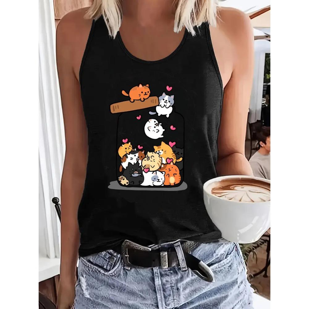 Fashionable and fun cat Y2k T-shirt printed vest