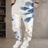 Men S Plus Size Abstract Leaf Geometric Printed Drawstring Waist Jogger Pants Side Pockets Cuffed Ankle