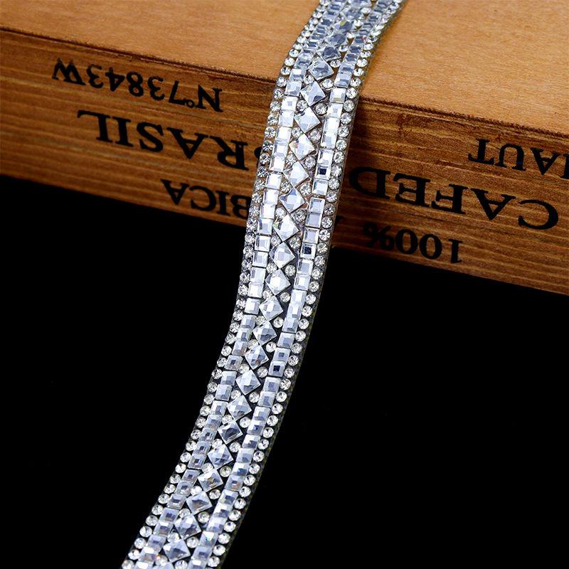 Hot Fix Ribbon Diy Hot-Melt Adhesive Diy Decoration Crystal Ribbon For Belt Embellishment Clothing Decoration Bridal