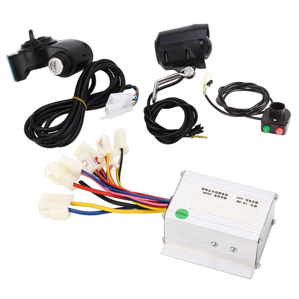 24V 250W Sada pro přestavbu elektrokola Kartáčovaný ovladač Palcová páčka plynu se zámkem a klíči Sada světlometu
